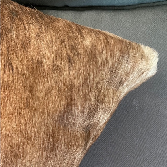 Luxurious Brown Cowhide Leather Accent Pillow - Picture 7 of 9